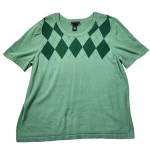 Maggie Barnes‎ Preppy Tenniscore Argyle Sweater Top